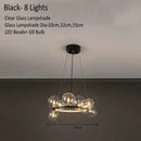 GobekUsa Glass Chandelier Lamp Kitchen Island Hanging Light Black Gold Silver G9 LED