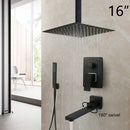 GobekUsa 8/16 Inch Matte Black LED Rainfall Shower Faucet Set