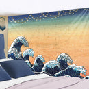 GobekUsa Kanagawa Waves Hanging Tapestry: Boho Sun Wall Tapestries, Bedspread, Yoga Mat