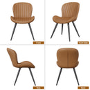 Upholstered Ribbed Dining Chairs, Set of 4 — Modern Metal Legs
