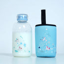 GobekUsa Blue Glass Water Bottle 600ml Cute Polar Bear Seal Design Waterbottle
