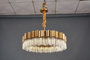 GobekUsa Golden Stainless Steel Crystal Chandelier for Elegant Foyer Lighting