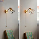 GobekUsa Green Glass LED Wall Lights with Pull Chain Switch, Copper Finish