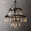 GobekUsa Axis Black Brass LED Round Chandelier for Living & Dining Room