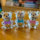 GobekUsa Clear Crystal Teddy Bear Figurines - Glass Animal Paperweight & Home Decor