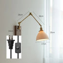 GobekUsa Copper Swing Arm Wall Lamp Sconce - LED Wall Light for Bedroom Living Room