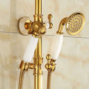 GobekUsa Gold Brass Jade Bath Shower Set Wall Mounted Rainfall Hand Shower Faucet
