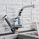 GobekUsa Dual Spout Black Kitchen Faucet with Pull Out Spray Mixer