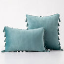 GobekUsa Black Velvet Tassel Fringe Throw Pillow Cover for Bed Sofa Couch