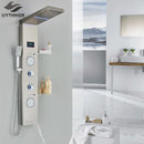 GobekUsa LED Brushed Nickel Shower Panel Set with Temperature Screen