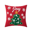 GobekUsa Christmas Embroidered Cushion Cover 45x45cm - Red Green Santa Snowflake Deer Snowman
