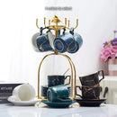 GobekUsa 200ml Marble Ceramic Tea Set with Spoon and Saucer