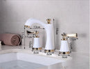 GobekUsa Black & Gold Brass Bathroom Sink Faucets Double Handle Waterfall Faucet