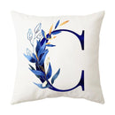 GobekUsa Blue Alphabet Flower Letter Pillowcase for Home Decor