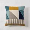 GobekUsa Geometric Embroidery Cushion Cover Set - Blue Coffee Yellow Grey Abstract Square