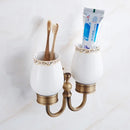 GobekUsa Brass Antique Bath Hardware Set: Towel Rack, Paper Holder, Towel Hanger, Toilet Brush Holder