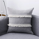 GobekUsa Boho Style Tassel Pillow Cover Set for Sofa Bed, Beige Grey Blue Yellow