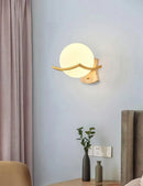 GobekUsa Japanese Moon Wood Wall Lamp - Minimalist Design - LED Sconce Lights