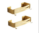 GobekUsa Aluminum Shower Shelf Brushed Gold Wall Mounted Bathroom Corner Shelf