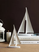 GobekUsa Abstract Resin Sailboat Ferry Triangle Ornament - Golden Home Decor Craft