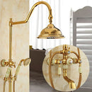 GobekUsa Gold Brass Jade Bath Shower Set Wall Mounted Rainfall Hand Shower Faucet