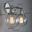 GobekUsa Glass Ball Globe Wall Light for Retro Home Decor - Double Heads E27 Sconce
