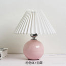 GobekUsa Japanese Ceramic Table Lamps Living Room Pleated Skirt Lampshade Warm Bedroom Lighting