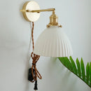 GobekUsa Copper Ceramic Wall Sconce Pull Chain LED Wall Light