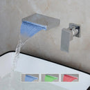 GobekUsa LED Waterfall Bathtub Faucet in Chrome & Black - Wall Mounted Single Handle