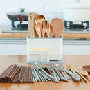 GobekUsa Double Grid Cutlery Organizer Drainer - Kitchen Utensil Holder and Sponge Rack