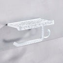 GobekUsa Black Toilet Paper Holder with Phone Rack: Wall-Mounted Aluminum Bathroom Storage