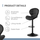 Counter Height Swivel Bar Stools with High Backrest, Fabric Seat (Set of 2)
