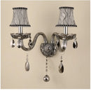 GobekUsa Crystal Wall Lamp: Smoke Grey Shade, European Style, Double Heads