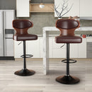 Swivel PU Leather Bar Stool — Height Adjustable Dual-Color Counter Chair