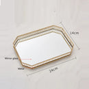 GobekUsa Elegant Gold Mirror Glass Storage Tray for Jewelry and Small Items