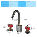 GobekUsa Gray Brass Basin Faucets, Deck Mounted Double Handle Bathroom Sink Tap