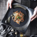 GobekUsa Black Ceramic Sushi Plate and Rice Bowl Set