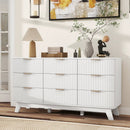 9-Drawer Solid Oak Dresser with Fluted Fronts & Gold Handles by EnvelorHome