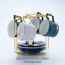 GobekUsa 200ml Marble Ceramic Tea Set with Spoon and Saucer