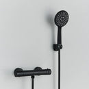 GobekUsa Black/Chrome Brass Thermostatic Shower Set with Wall Mount - Bathroom Accessories