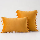 GobekUsa Black Velvet Tassel Fringe Throw Pillow Cover for Bed Sofa Couch