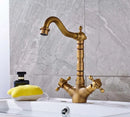 GobekUsa Antique Brass Single Handle Kitchen Sink Faucet Hot & Cold Water Mixer