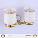 GobekUsa Gold & White Bathroom Accessories Set: Corner Shelf, Paper Holder, Towel Holder, Toilet Brush Holder, Towel Rack