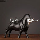 GobekUsa Bull Sculpture Resin Animal Statue Home Decor Craft Figurine