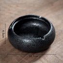 GobekUsa Black Pottery Ashtray with Cover: Stylish, Large Capacity Ceramic Ashtray
