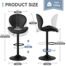 Counter Height Swivel Bar Stools with High Backrest, Fabric Seat (Set of 2)