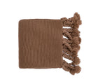 GobekUsa Knit Throw Blanket Ivory Pink Solid Soft Plaid Tassels 50"x62"