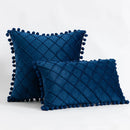 GobekUsa Corduroy Striped Pompom Pillowcase for Bedroom Sofa Living Room
