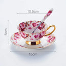 GobekUsa Elegant Floral Tea Set - 200ml Capacity Bone China Cup, Saucer, and Spoon