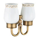 GobekUsa Brass Double Cup Holder with Glass Tumbler - Bathroom Toothbrush Cup Holder